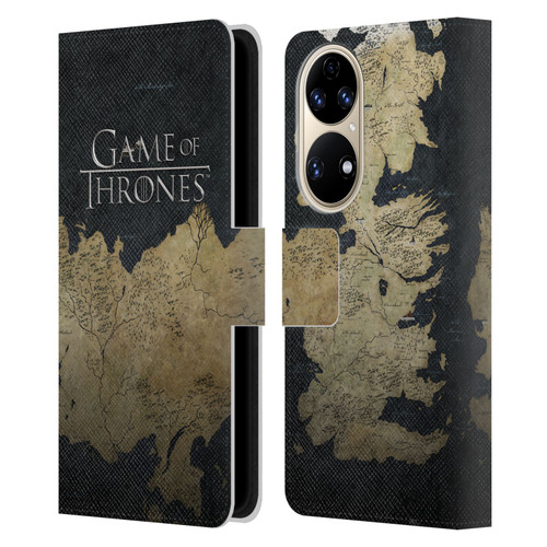 HBO Game of Thrones Key Art Westeros Map Leather Book Wallet Case Cover For Huawei P50