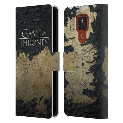 HBO Game of Thrones Key Art Westeros Map Leather Book Wallet Case Cover For Motorola Moto E7 Plus