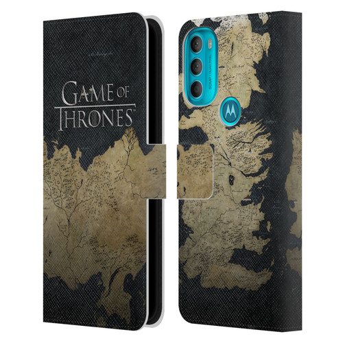 HBO Game of Thrones Key Art Westeros Map Leather Book Wallet Case Cover For Motorola Moto G71 5G