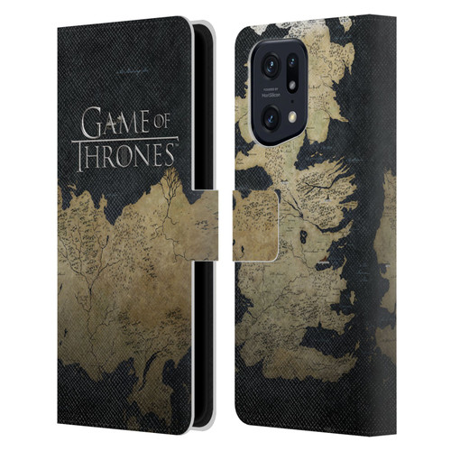 HBO Game of Thrones Key Art Westeros Map Leather Book Wallet Case Cover For OPPO Find X5 Pro