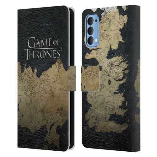 HBO Game of Thrones Key Art Westeros Map Leather Book Wallet Case Cover For OPPO Reno 4 5G