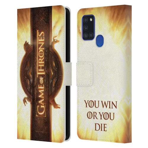 HBO Game of Thrones Key Art Opening Sequence Leather Book Wallet Case Cover For Samsung Galaxy A21s (2020)