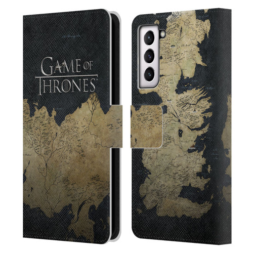 HBO Game of Thrones Key Art Westeros Map Leather Book Wallet Case Cover For Samsung Galaxy S21 5G