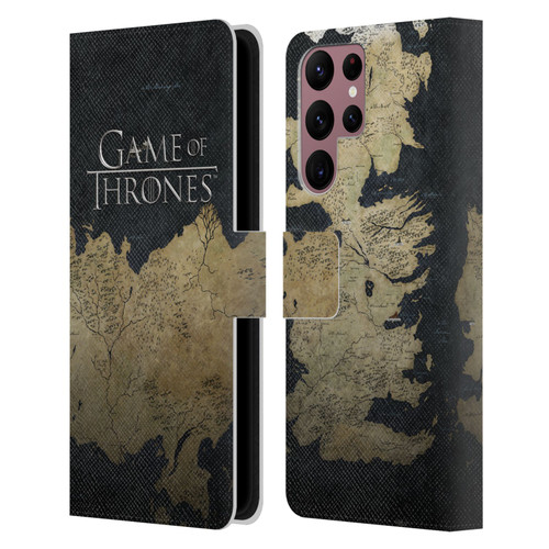 HBO Game of Thrones Key Art Westeros Map Leather Book Wallet Case Cover For Samsung Galaxy S22 Ultra 5G