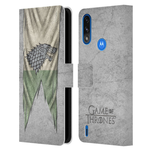 HBO Game of Thrones Sigil Flags Stark Leather Book Wallet Case Cover For Motorola Moto E7 Power / Moto E7i Power