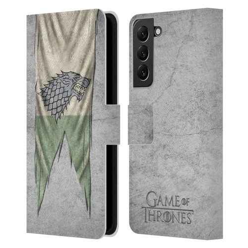 HBO Game of Thrones Sigil Flags Stark Leather Book Wallet Case Cover For Samsung Galaxy S22+ 5G