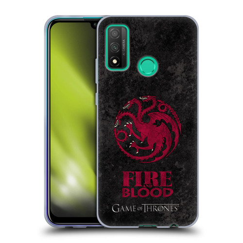 HBO Game of Thrones Dark Distressed Look Sigils Targaryen Soft Gel Case for Huawei P Smart (2020)
