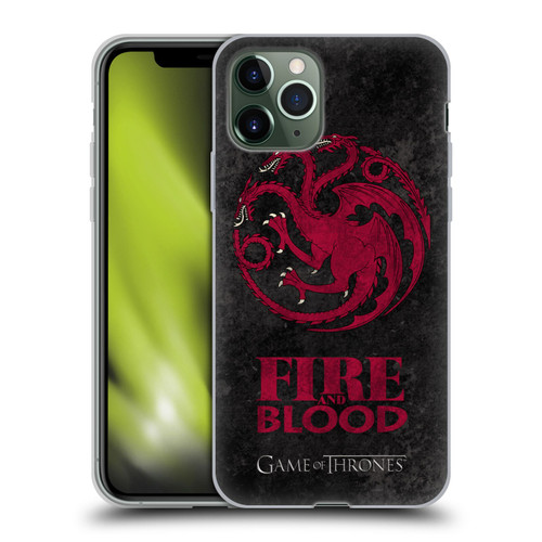 HBO Game of Thrones Dark Distressed Look Sigils Targaryen Soft Gel Case for Apple iPhone 11 Pro
