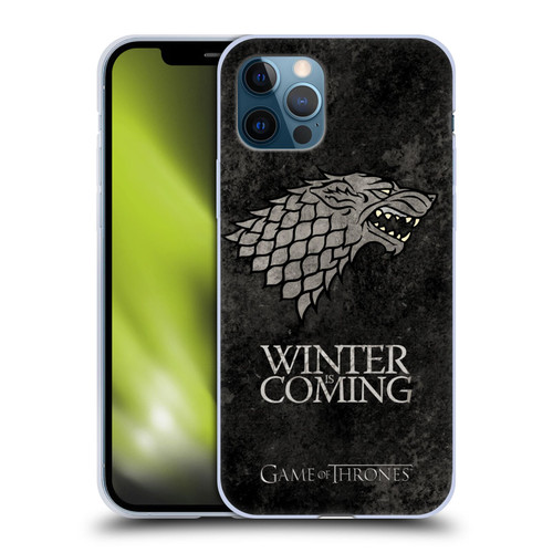 HBO Game of Thrones Dark Distressed Look Sigils Stark Soft Gel Case for Apple iPhone 12 / iPhone 12 Pro