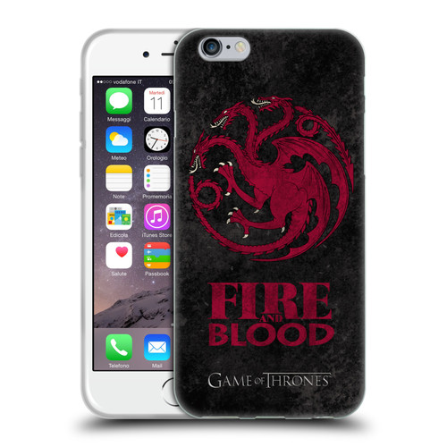 HBO Game of Thrones Dark Distressed Look Sigils Targaryen Soft Gel Case for Apple iPhone 6 / iPhone 6s
