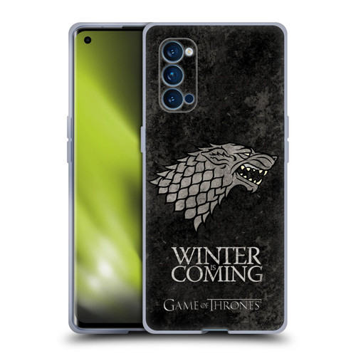HBO Game of Thrones Dark Distressed Look Sigils Stark Soft Gel Case for OPPO Reno 4 Pro 5G
