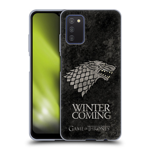 HBO Game of Thrones Dark Distressed Look Sigils Stark Soft Gel Case for Samsung Galaxy A03s (2021)