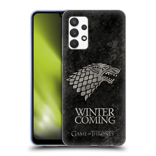 HBO Game of Thrones Dark Distressed Look Sigils Stark Soft Gel Case for Samsung Galaxy A32 (2021)