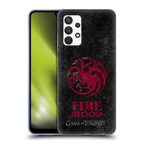HBO Game of Thrones Dark Distressed Look Sigils Targaryen Soft Gel Case for Samsung Galaxy A32 (2021)