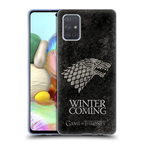 HBO Game of Thrones Dark Distressed Look Sigils Stark Soft Gel Case for Samsung Galaxy A71 (2019)