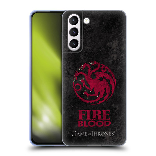 HBO Game of Thrones Dark Distressed Look Sigils Targaryen Soft Gel Case for Samsung Galaxy S21 5G