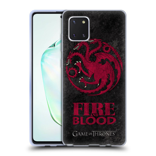 HBO Game of Thrones Dark Distressed Look Sigils Targaryen Soft Gel Case for Samsung Galaxy Note10 Lite