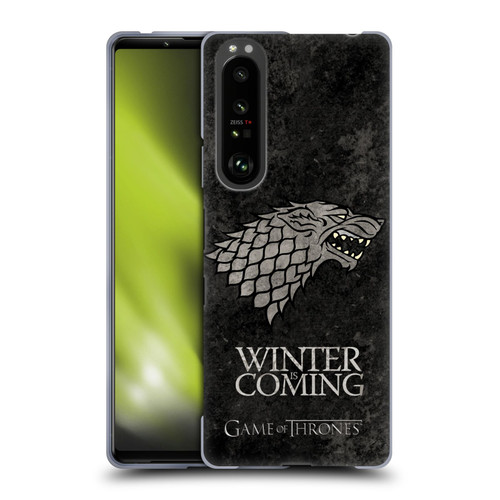 HBO Game of Thrones Dark Distressed Look Sigils Stark Soft Gel Case for Sony Xperia 1 III
