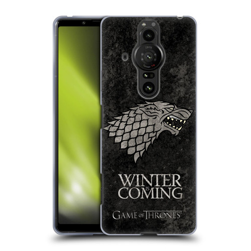 HBO Game of Thrones Dark Distressed Look Sigils Stark Soft Gel Case for Sony Xperia Pro-I