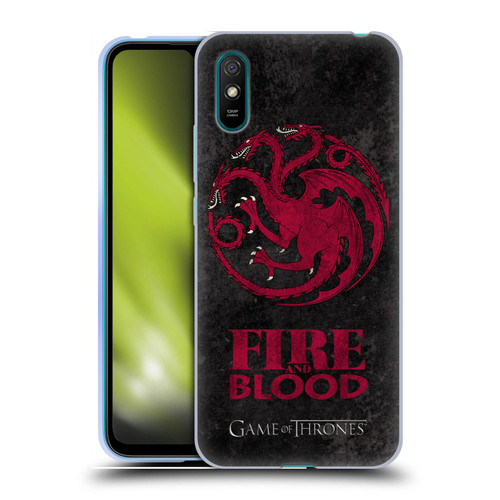 HBO Game of Thrones Dark Distressed Look Sigils Targaryen Soft Gel Case for Xiaomi Redmi 9A / Redmi 9AT