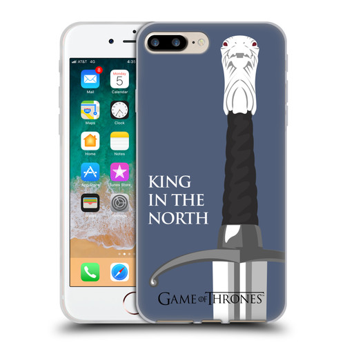 HBO Game of Thrones Graphics Longclaw King North Soft Gel Case for Apple iPhone 7 Plus / 8 Plus & MagSafe