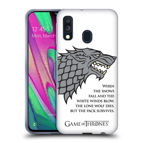 HBO Game of Thrones Graphics White Winds Soft Gel Case for Samsung Galaxy A40 (2019)
