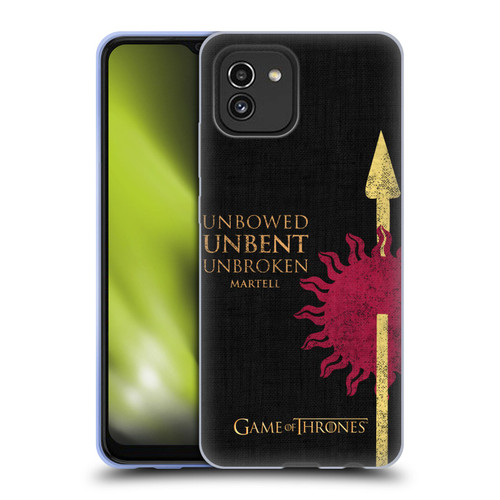 HBO Game of Thrones House Mottos Martell Soft Gel Case for Samsung Galaxy A03 (2021)