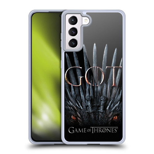 HBO Game of Thrones Season 8 Key Art Dragon Throne Soft Gel Case for Samsung Galaxy S21+ 5G