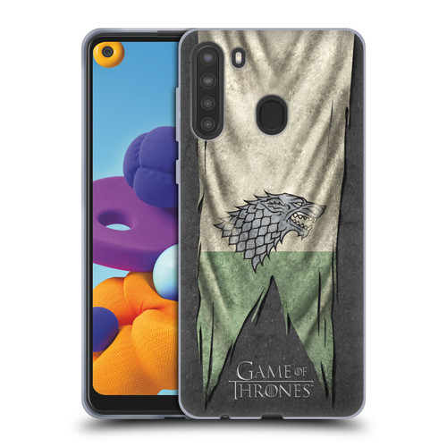 HBO Game of Thrones Sigil Flags Stark Soft Gel Case for Samsung Galaxy A21 (2020)