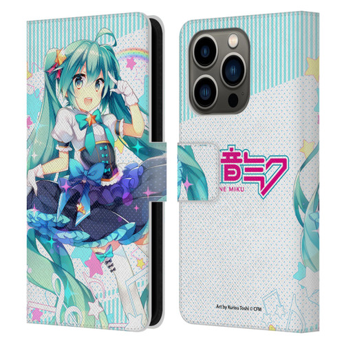 Hatsune Miku Graphics Stars And Rainbow Leather Book Wallet Case Cover For Apple iPhone 14 Pro