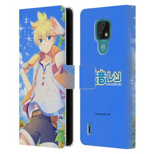 Hatsune Miku Characters Kagamine Len Leather Book Wallet Case Cover For Motorola Moto E7