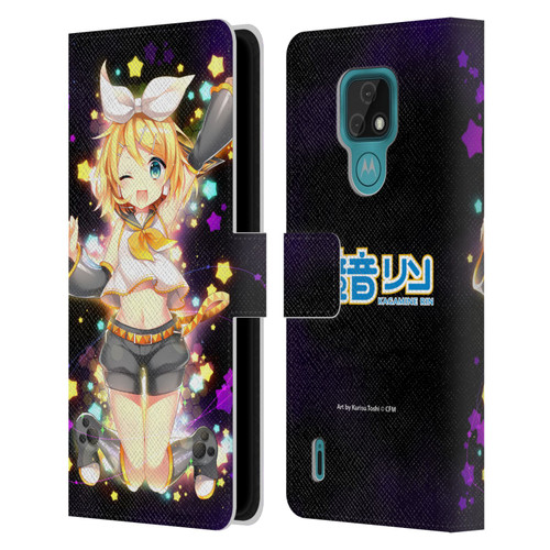 Hatsune Miku Characters Kagamine Rin Leather Book Wallet Case Cover For Motorola Moto E7