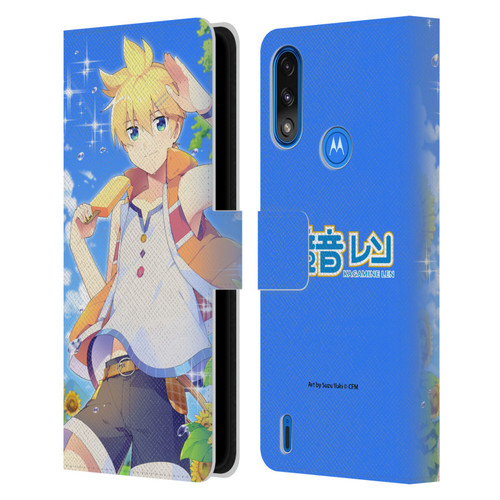 Hatsune Miku Characters Kagamine Len Leather Book Wallet Case Cover For Motorola Moto E7 Power / Moto E7i Power