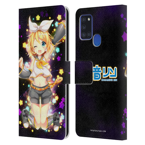 Hatsune Miku Characters Kagamine Rin Leather Book Wallet Case Cover For Samsung Galaxy A21s (2020)