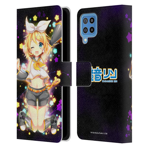 Hatsune Miku Characters Kagamine Rin Leather Book Wallet Case Cover For Samsung Galaxy F22 (2021)