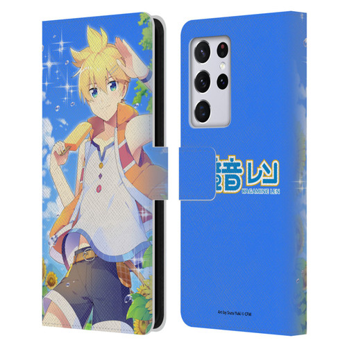 Hatsune Miku Characters Kagamine Len Leather Book Wallet Case Cover For Samsung Galaxy S21 Ultra 5G