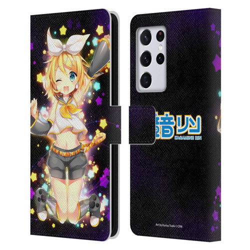 Hatsune Miku Characters Kagamine Rin Leather Book Wallet Case Cover For Samsung Galaxy S21 Ultra 5G
