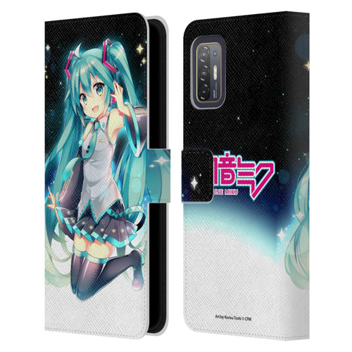 Hatsune Miku Graphics Night Sky Leather Book Wallet Case Cover For HTC Desire 21 Pro 5G