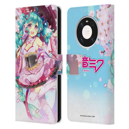 Hatsune Miku Graphics Sakura Leather Book Wallet Case Cover For Huawei Mate 40 Pro 5G