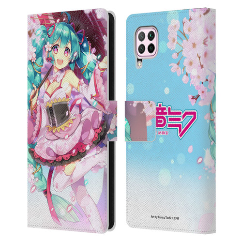 Hatsune Miku Graphics Sakura Leather Book Wallet Case Cover For Huawei Nova 6 SE / P40 Lite