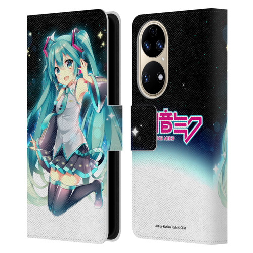 Hatsune Miku Graphics Night Sky Leather Book Wallet Case Cover For Huawei P50