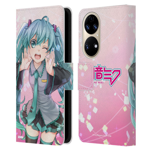 Hatsune Miku Graphics Wink Leather Book Wallet Case Cover For Huawei P50