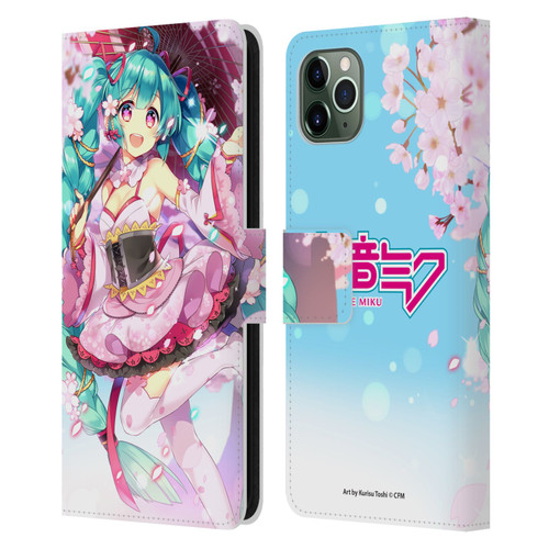Hatsune Miku Graphics Sakura Leather Book Wallet Case Cover For Apple iPhone 11 Pro Max