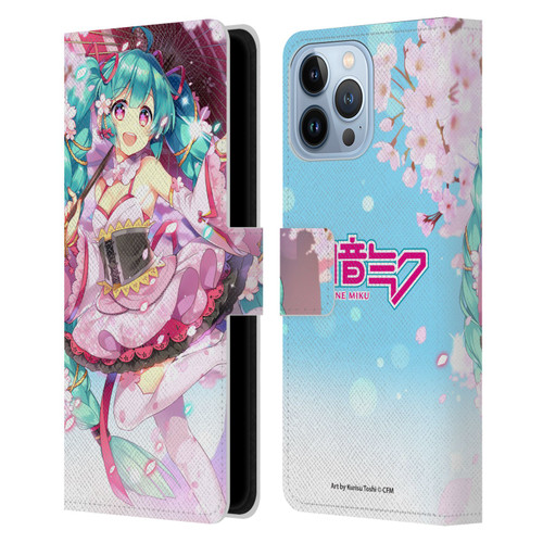 Hatsune Miku Graphics Sakura Leather Book Wallet Case Cover For Apple iPhone 13 Pro Max