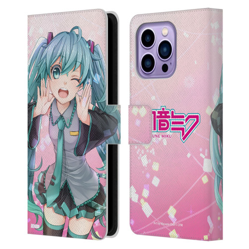 Hatsune Miku Graphics Wink Leather Book Wallet Case Cover For Apple iPhone 14 Pro Max