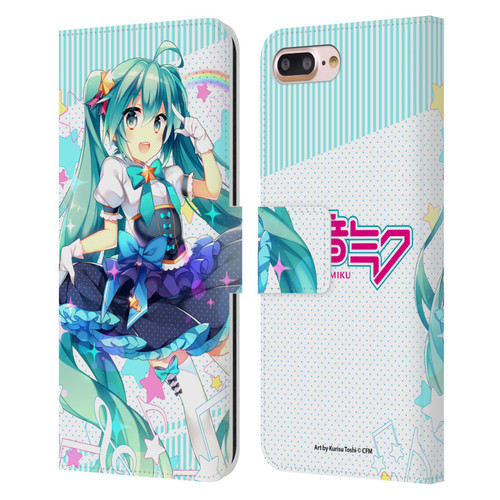 Hatsune Miku Graphics Stars And Rainbow Leather Book Wallet Case Cover For Apple iPhone 7 Plus / iPhone 8 Plus