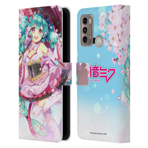 Hatsune Miku Graphics Sakura Leather Book Wallet Case Cover For Motorola Moto G60 / Moto G40 Fusion