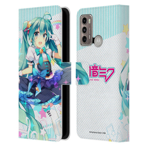 Hatsune Miku Graphics Stars And Rainbow Leather Book Wallet Case Cover For Motorola Moto G60 / Moto G40 Fusion