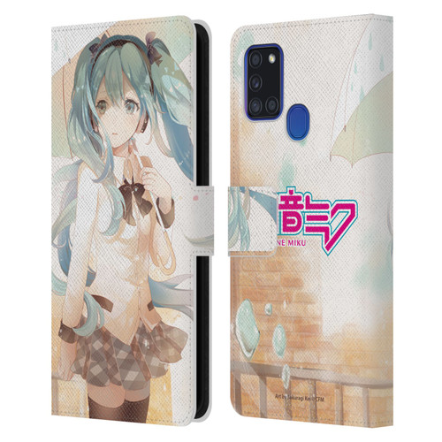 Hatsune Miku Graphics Rain Leather Book Wallet Case Cover For Samsung Galaxy A21s (2020)