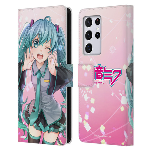 Hatsune Miku Graphics Wink Leather Book Wallet Case Cover For Samsung Galaxy S21 Ultra 5G